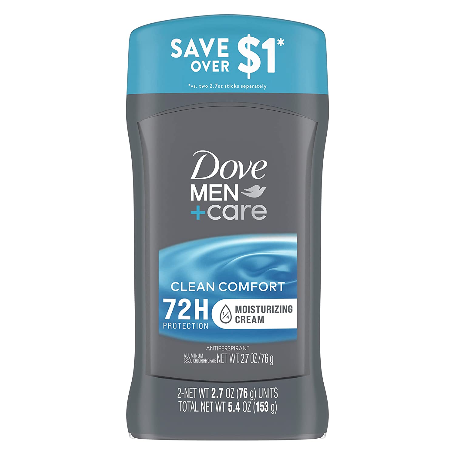 230816075853022_1 Dove Men+Care Antiperspirant Deodorant Stick Clean Comfort Twin Pack 72-Hour Sweat & Odor Protection Antiperspirant for Men With 1/4 Moisturizing Cream 2.7 oz - Image 1